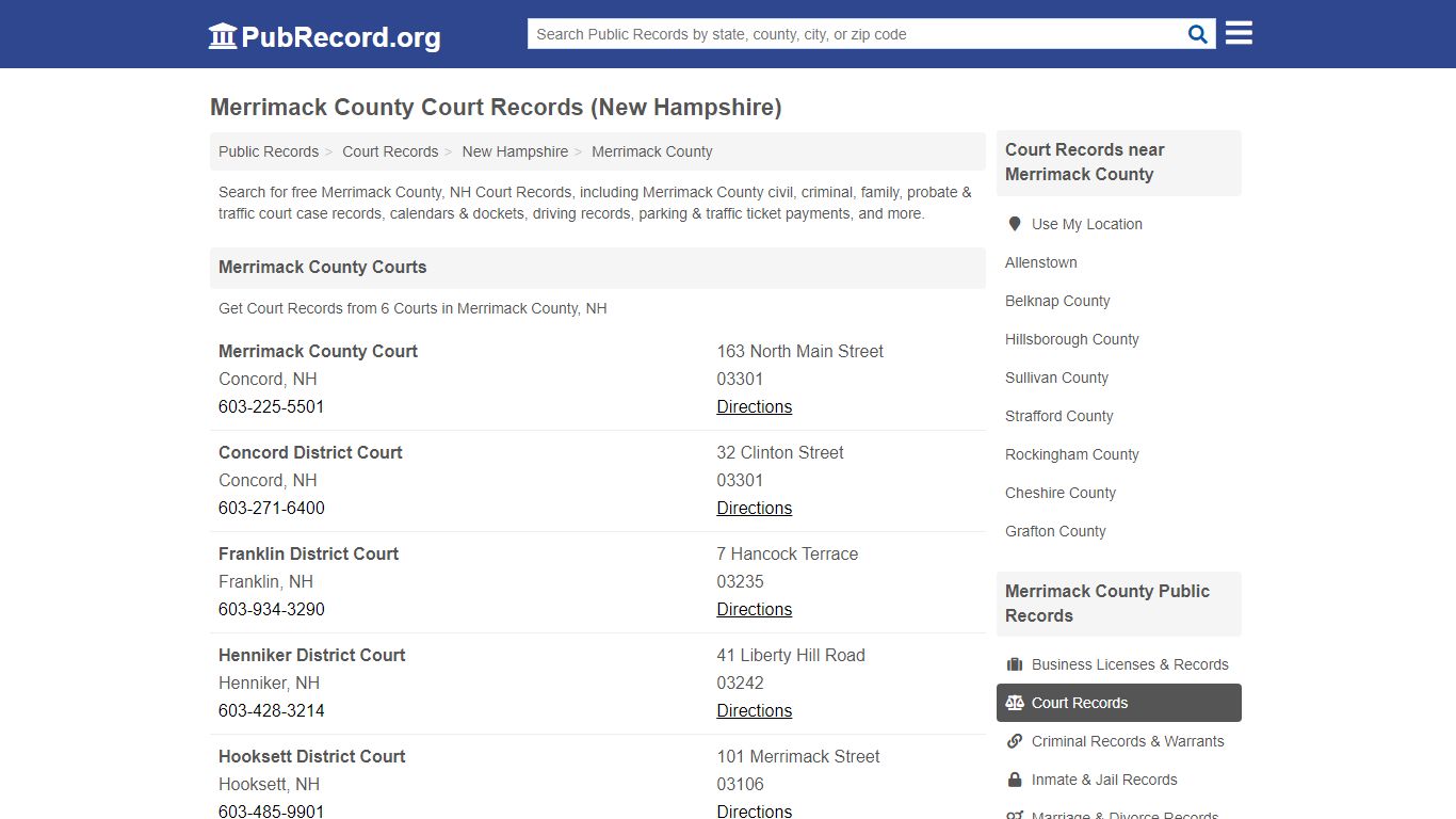 Merrimack County Court Records (New Hampshire)