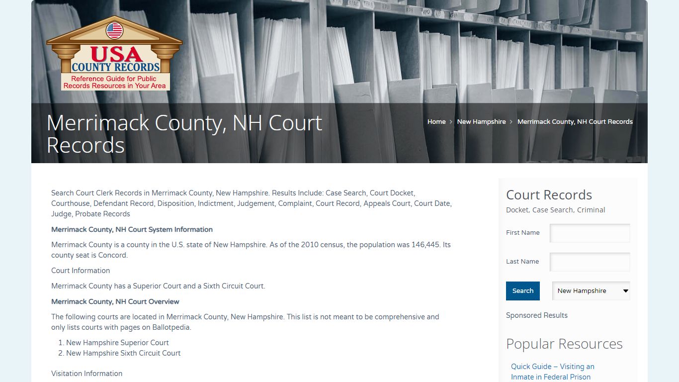 Merrimack County, NH Court Records | Name Search