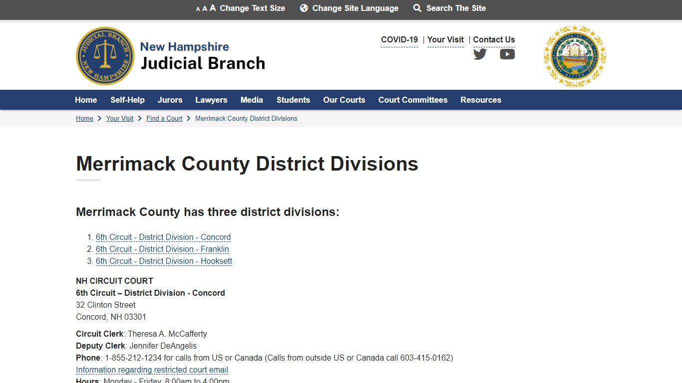 Merrimack County District Divisions | New Hampshire Judicial Branch