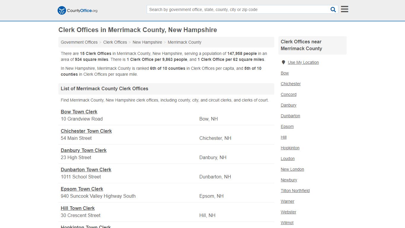 Clerk Offices - Merrimack County, NH (County & Court Records)